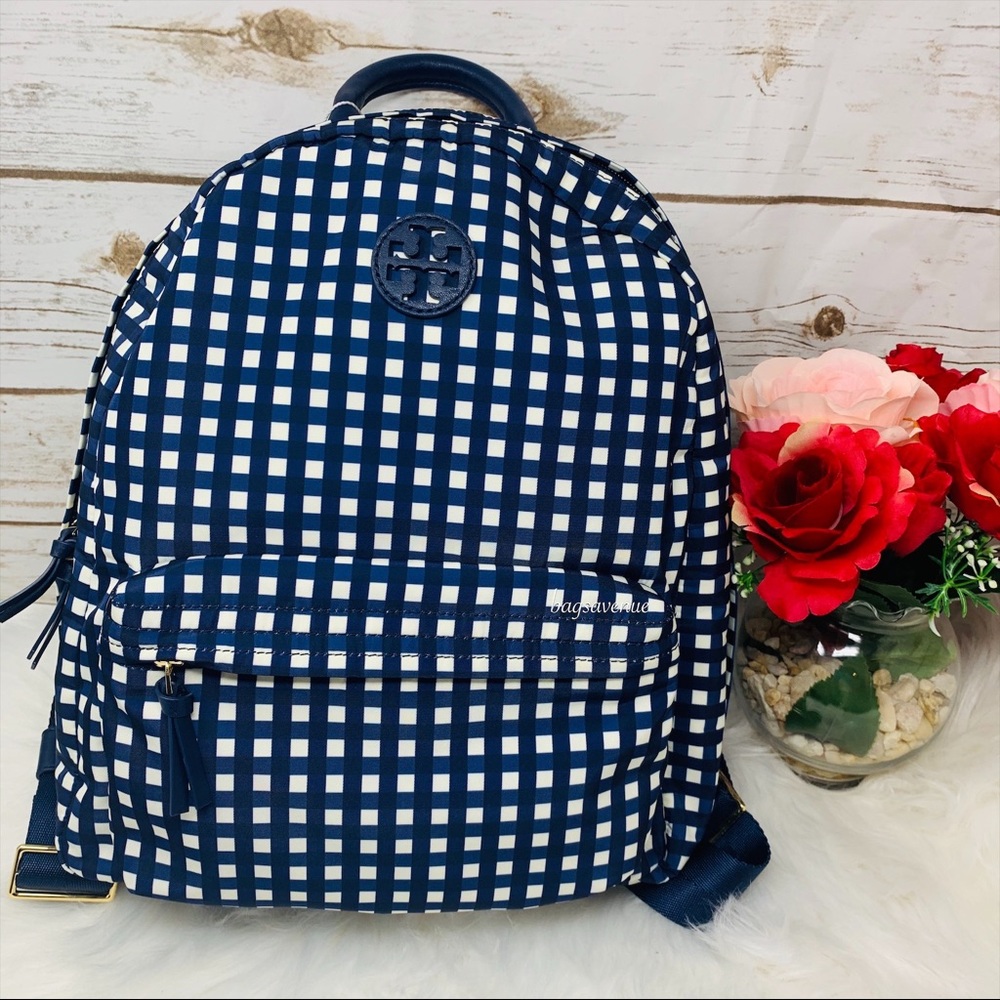 Ella Tory Burch nylon backpack Royal Navy bag